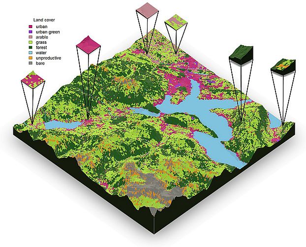 Study design: landscapes with different land cover (Image: UZH)